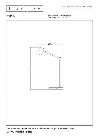Lucide TIPIK - Oplaadbare Bureaulamp - Accu/Batterij - LED 3 StepDim - 1x3W 2700K - Zwart