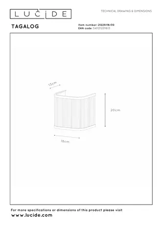 Lucide TAGALOG - Wandlamp - 1xE27 - Zwart