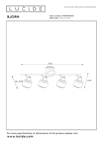 Lucide BJORN - Plafondspot - 4xE14 - Mat Goud / Messing