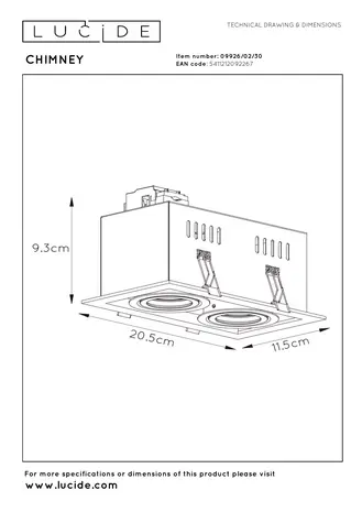 Lucide CHIMNEY - Inbouwspot - 2xGU10 - Zwart