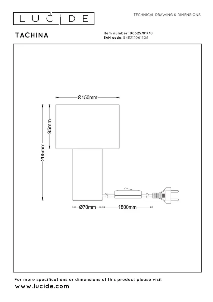 Lucide TACHINA - Tafellamp - 1xE14 - Naturel Lucide TACHINA - Tafellamp - 1xE14 - Naturel