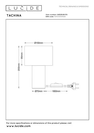 Lucide TACHINA - Tafellamp - 1xE14 - Naturel Lucide TACHINA - Tafellamp - 1xE14 - Naturel