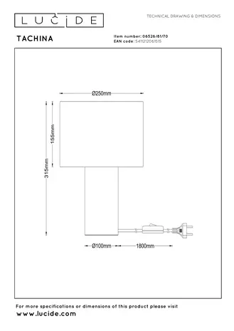 Lucide TACHINA - Tafellamp - 1xE27 - Naturel Lucide TACHINA - Tafellamp - 1xE27 - Naturel