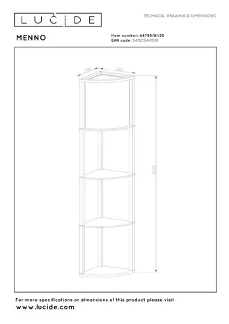 Lucide MENNO - Vloerlamp - 1xE27 - Zwart