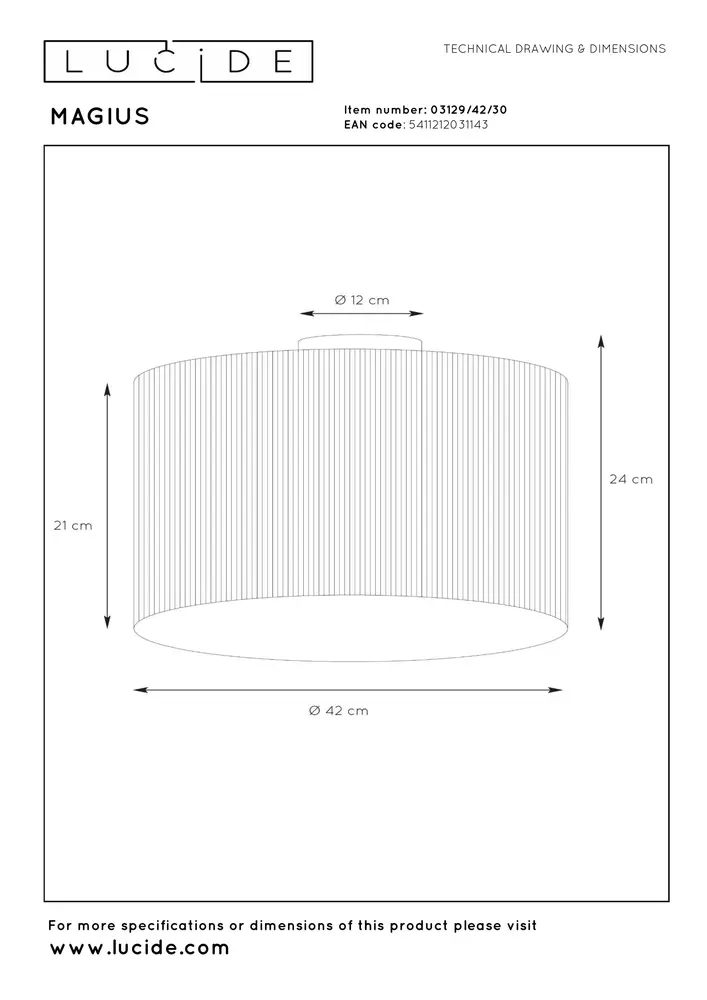 Lucide MAGIUS - Plafonnière - Ø 42 cm - 1xE27 - Naturel