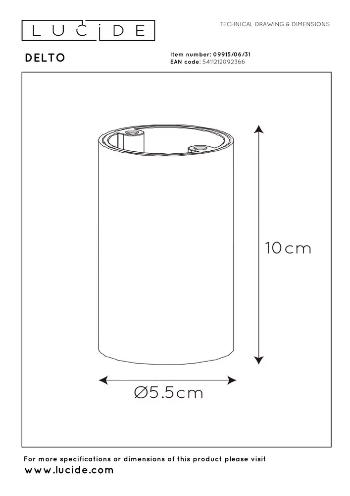Lucide DELTO - Plafondspot - Ø 5,5 cm - LED Dim to warm - GU10 - 1x5W 2200K/3000K - Wit