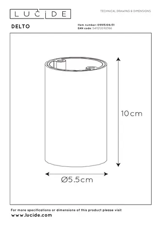 Lucide DELTO - Plafondspot - Ø 5,5 cm - LED Dim to warm - GU10 - 1x5W 2200K/3000K - Wit