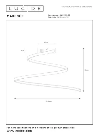 Lucide MAXENCE - Plafonnière - Ø 46 cm - LED 3 StepDim - 1x24W 3000K - Wit Lucide MAXENCE - Plafonnière - Ø 46 cm - LED 3 StepDim - 1x24W 3000K - Wit