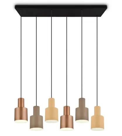 Trio Leuchten Hanglamp Agudo 6 lichts L 85 cm zwart