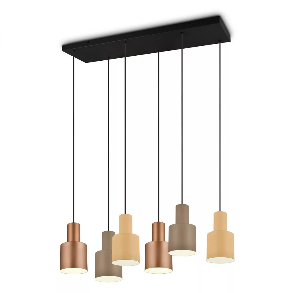 Trio Leuchten Hanglamp Agudo 6 lichts L 85 cm zwart