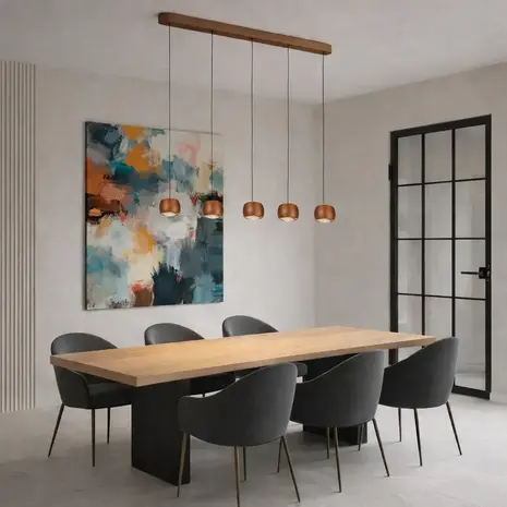 Freelight Hanglamp Cosmo 5 lichts L 120 cm comfortlift brons goud