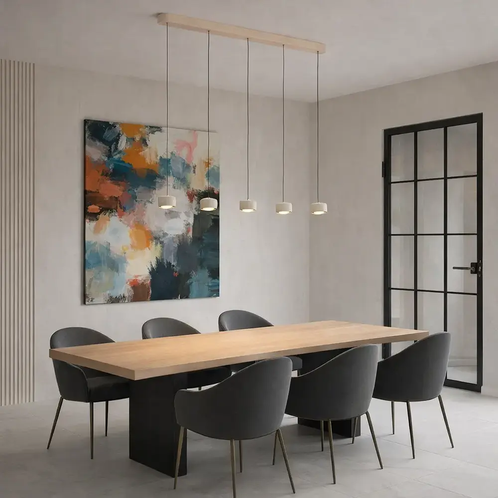 Freelight Hanglamp Cosmo 5 lichts L 120 cm comfortlift beige Freelight Hanglamp Cosmo 5 lichts L 120 cm comfortlift beige