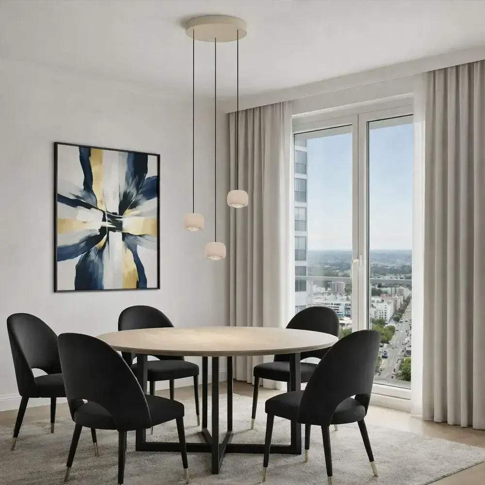 Freelight Hanglamp Cosmo 3 lichts Ø 35 cm comfortlift beige