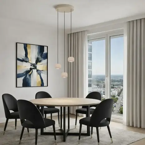 Freelight Hanglamp Cosmo 3 lichts Ø 35 cm comfortlift beige