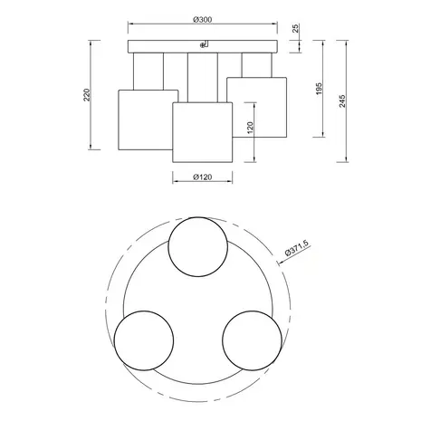 Trio Leuchten Plafondlamp Agudo 3 lichts Ø 30 cm zwart Trio Leuchten Plafondlamp Agudo 3 lichts Ø 30 cm zwart