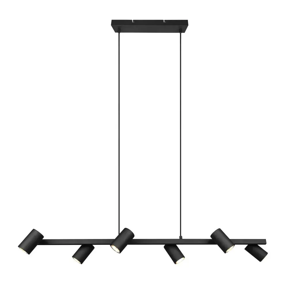 Trio Leuchten Hanglamp Marley 6 lichts L 115 cm zwart