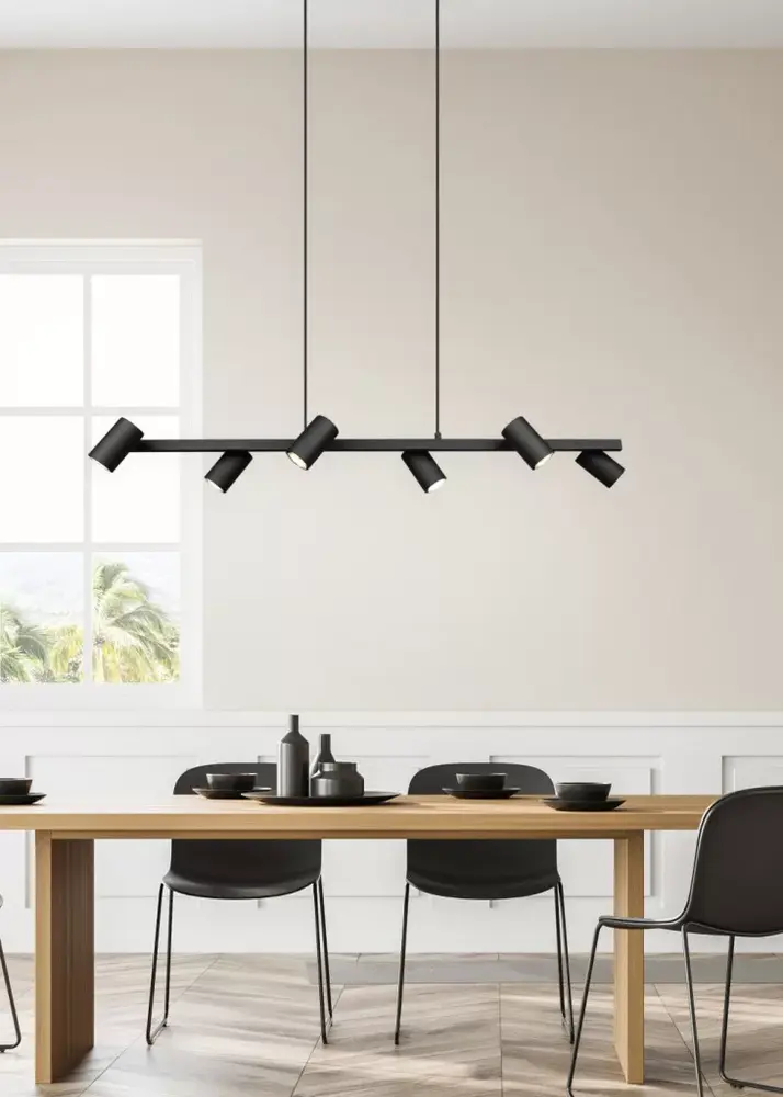 Trio Leuchten Hanglamp Marley 6 lichts L 115 cm zwart