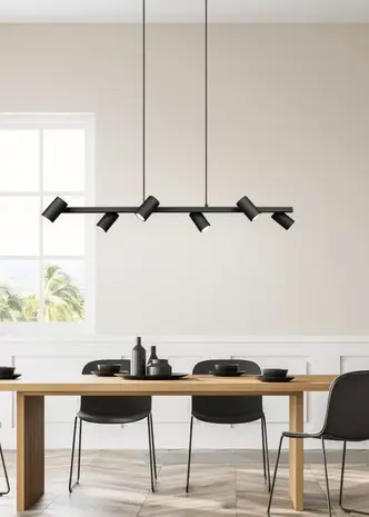 Trio Leuchten Hanglamp Marley 6 lichts L 115 cm zwart