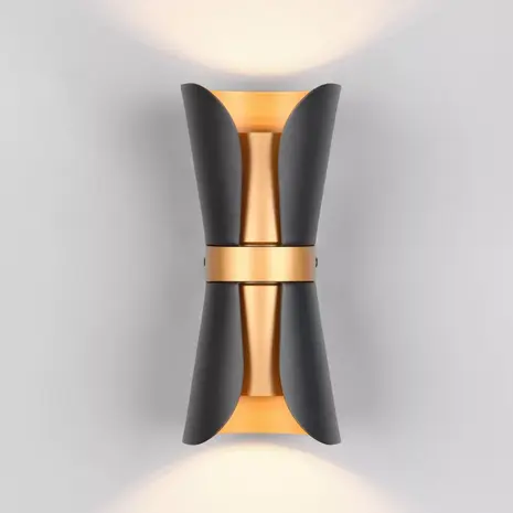 Trio Leuchten Wandlamp Coat H 21 cm zwart goud Trio Leuchten Wandlamp Coat H 21 cm zwart goud