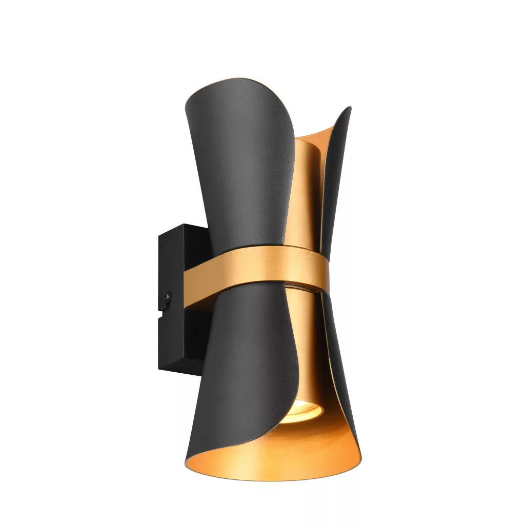 Trio Leuchten Wandlamp Coat H 21 cm zwart goud
