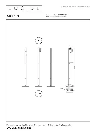 Lucide ANTRIM - Oplaadbare Leeslamp Binnen/Buiten - Accu/Batterij - LED Dimb. - 1x2,2W 2700K - IP54 - Met draadloos oplaadstation - Zwart