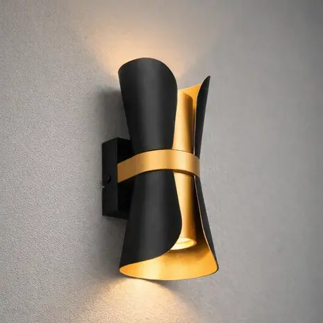 Trio Leuchten Wandlamp Coat H 21 cm zwart goud Trio Leuchten Wandlamp Coat H 21 cm zwart goud