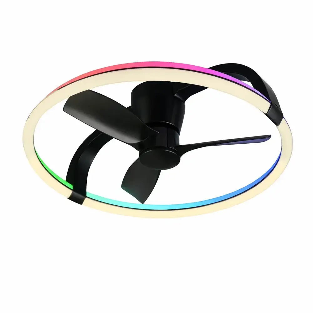 Trio Leuchten Plafondventilator Stockholm RGB WIFI  Ø 74 cm zwart
