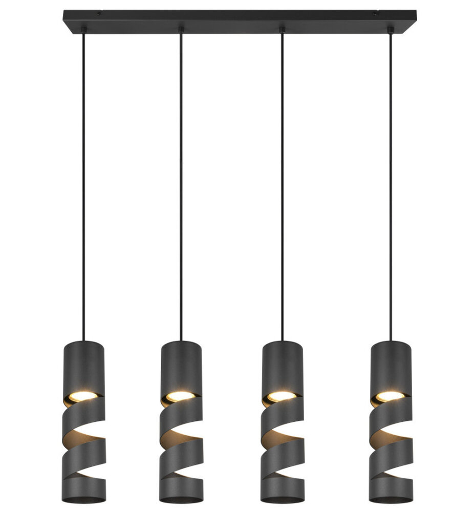 Trio Leuchten Hanglamp Stream 4 lichts L 80 cm zwart