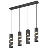 Trio Leuchten Hanglamp Stream 4 lichts L 80 cm zwart