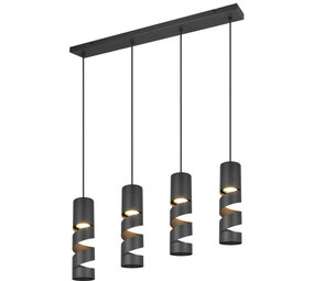 Trio Leuchten Hanglamp Stream 4 lichts L 80 cm zwart