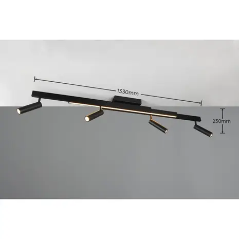 Trio Leuchten Plafondlamp Zeno 4 lichts L 85 - 133 cm zwart