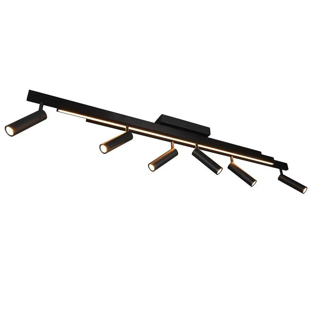 Trio Leuchten Plafondlamp Zeno 6 lichts L 112 - 180 cm zwart