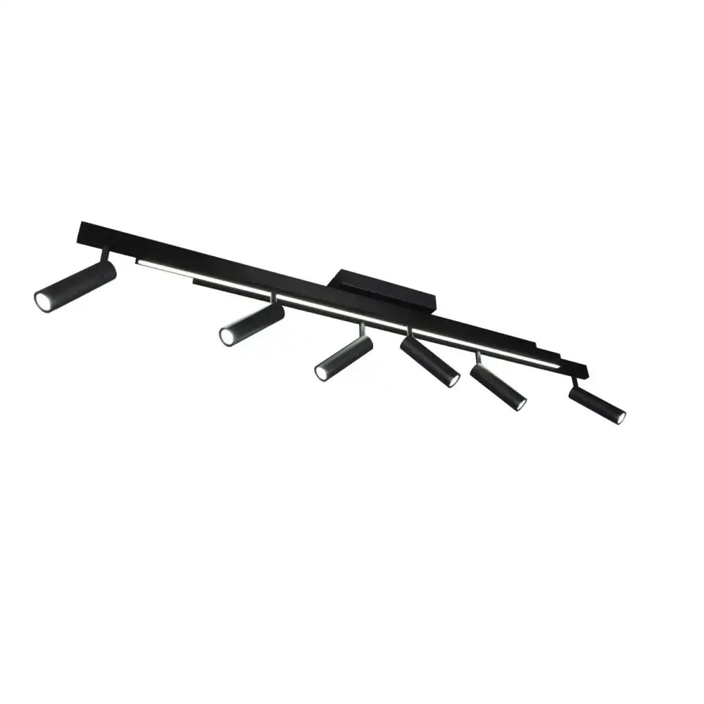 Trio Leuchten Plafondlamp Zeno 6 lichts L 112 - 180 cm zwart