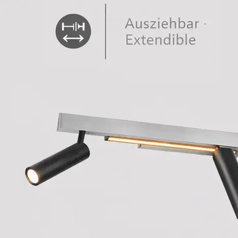 Trio Leuchten Plafondlamp Zeno 6 lichts L 112 - 180 cm aluminium