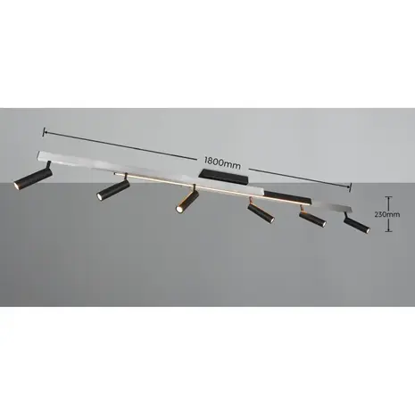 Trio Leuchten Plafondlamp Zeno 6 lichts L 112 - 180 cm aluminium