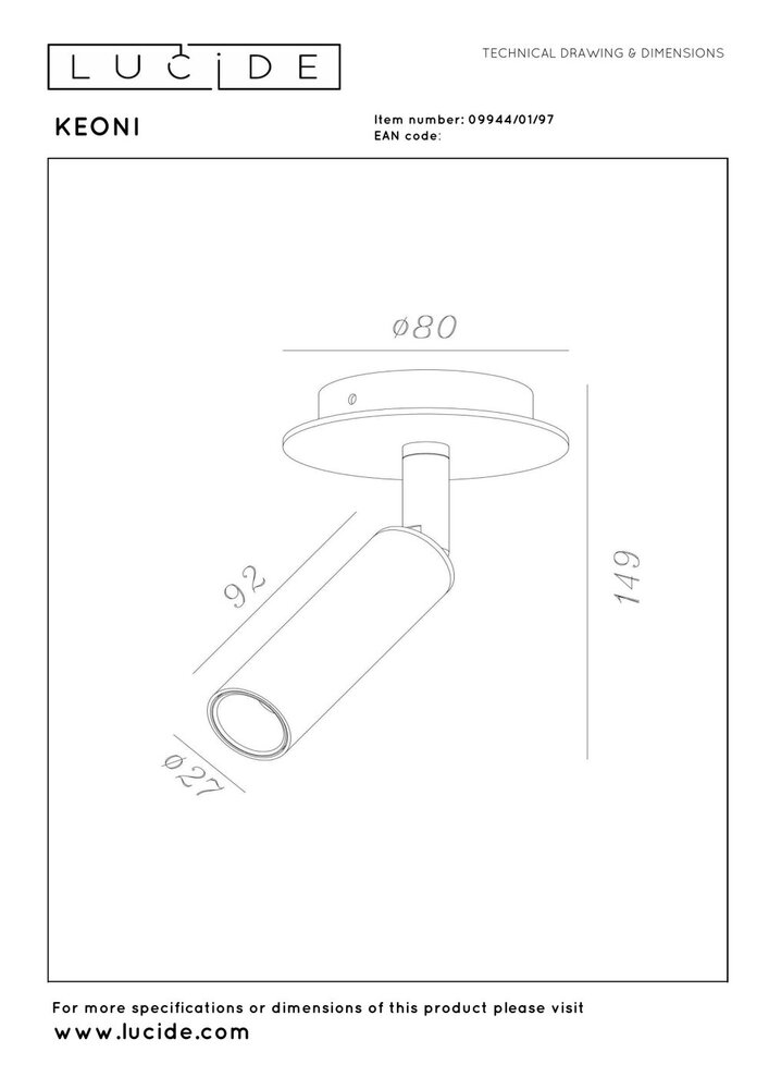 KEONI - Plafondspot - Ø 8 cm - LED - 1xG9 - Koffie | Essential