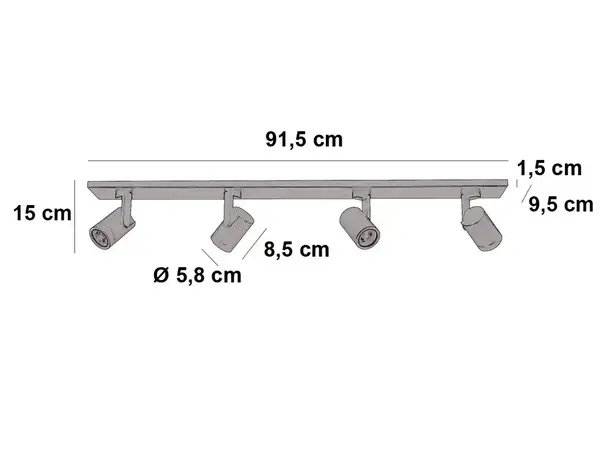 Highlight Spot HALO 4 lichts balk L 91 cm beige