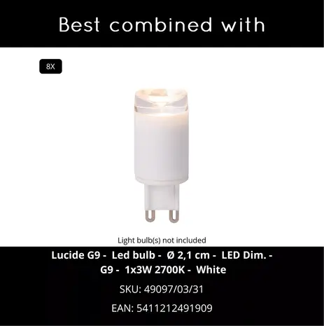 Lucide KEONI - Plafondspot - 8xG9 - Koffie | Essential