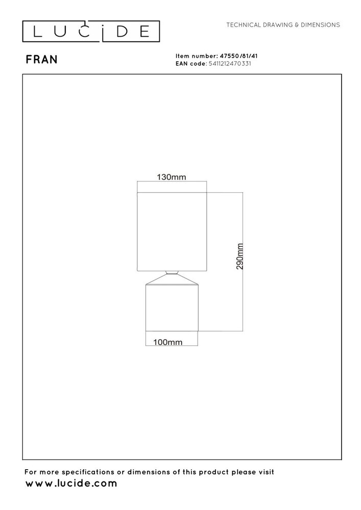 Lucide FRAN - Tafellamp - Ø 13 cm - 1xE14 - Taupe | Essential Lucide FRAN - Tafellamp - Ø 13 cm - 1xE14 - Taupe | Essential