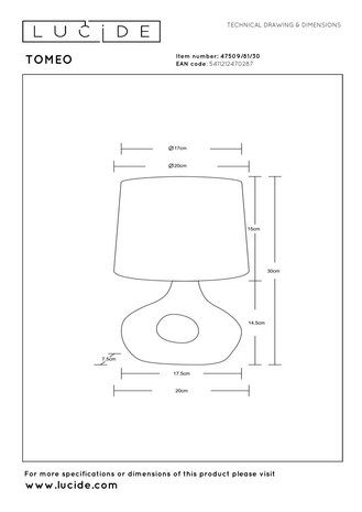 Lucide TOMEO - Tafellamp - 1xE14 - Zwart | Essential Lucide TOMEO - Tafellamp - 1xE14 - Zwart | Essential