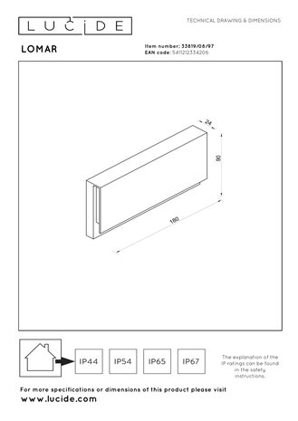 Lucide LOMAR - Wandlamp Binnen/Buiten - LED - 1x10W 2700K - IP54 - Roest bruin | Essential