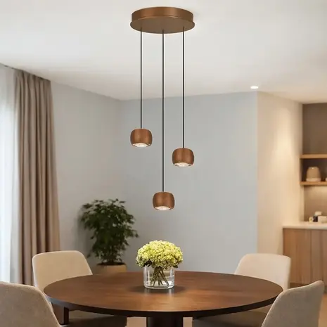 Freelight Hanglamp Cosmo 3 lichts Ø 35 cm comfortlift brons goud