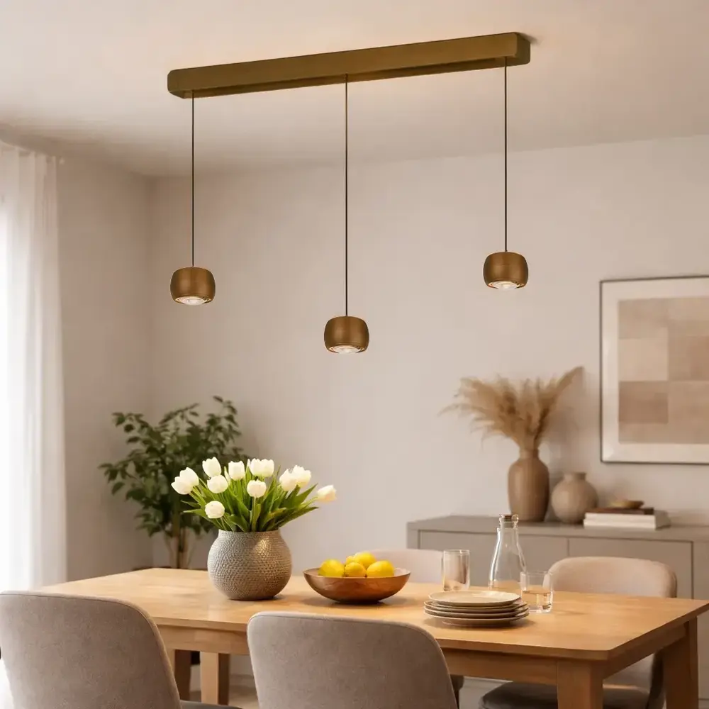 Freelight Hanglamp Cosmo 3 lichts L 90 cm comfortlift brons goud