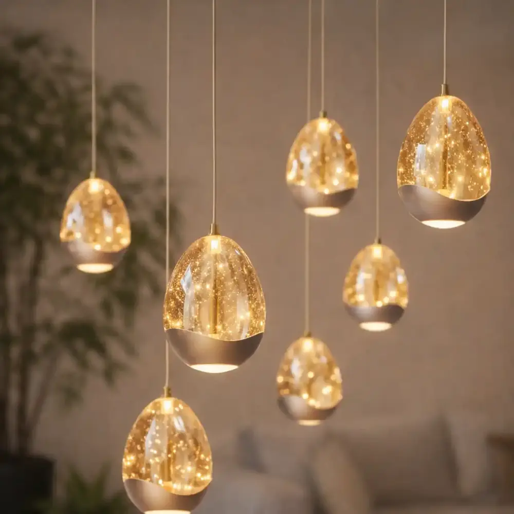 Highlight Hanglamp Egg ovaal 8 lichts L 100 cm champagne