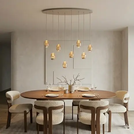 Highlight Hanglamp Egg ovaal 8 lichts L 100 cm champagne