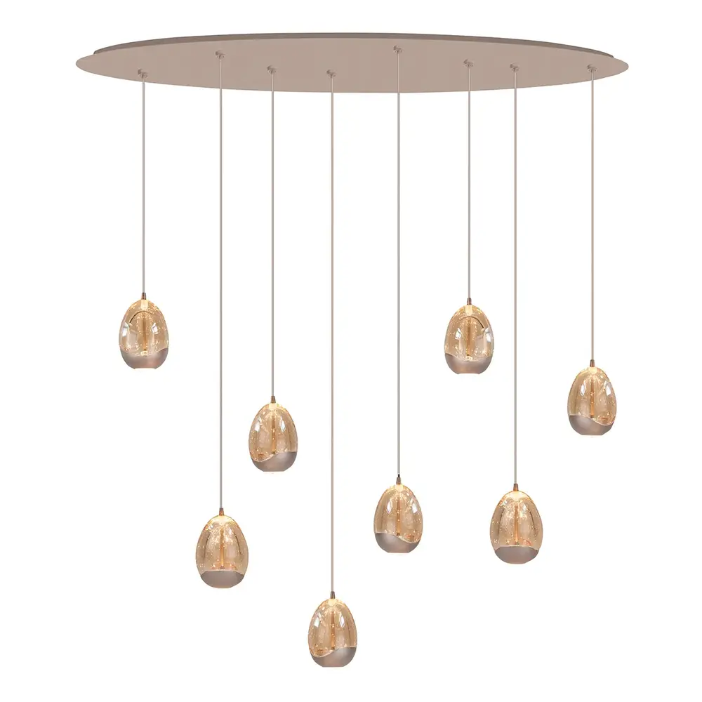 Highlight Hanglamp Egg ovaal 8 lichts L 100 cm champagne