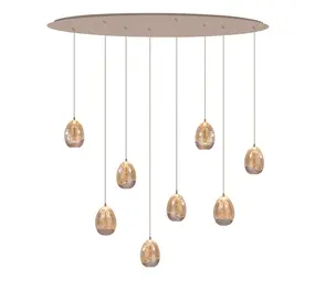 Highlight Hanglamp Egg ovaal 8 lichts L 100 cm champagne