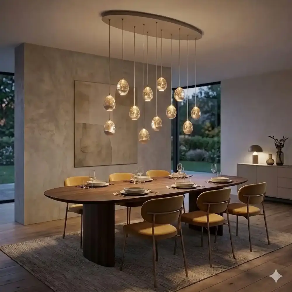 Highlight Hanglamp Egg ovaal 12 lichts L 140 cm champagne