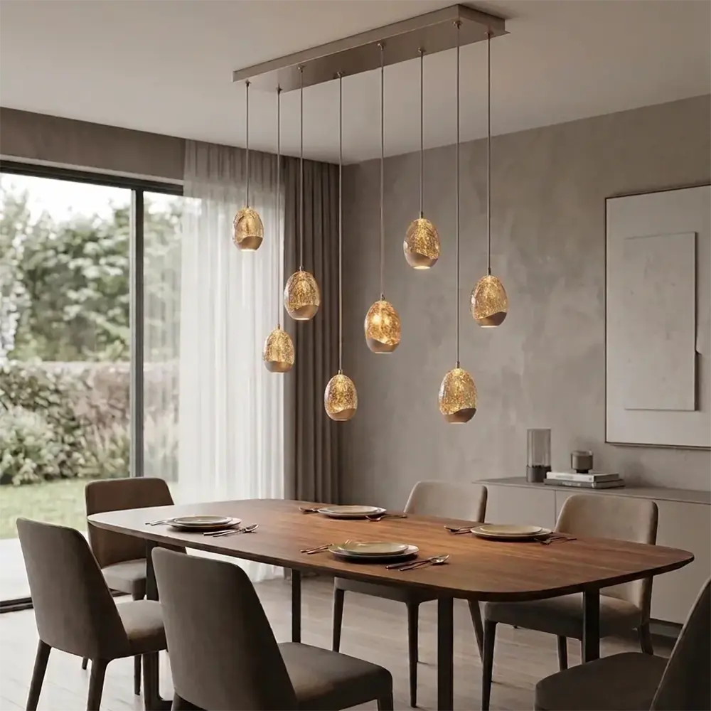 Highlight Hanglamp Egg 8 lichts L 115 x B 18 cm champagne