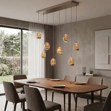 Highlight Hanglamp Egg 8 lichts L 115 x B 18 cm champagne